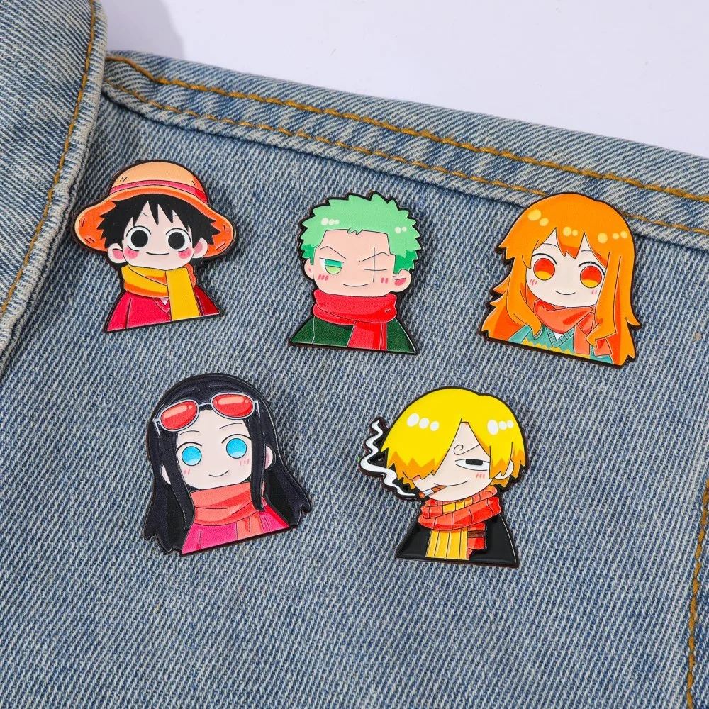 Anime Cosplay One Piece - 5 Pcs Cute Anime Cartoon Brooch