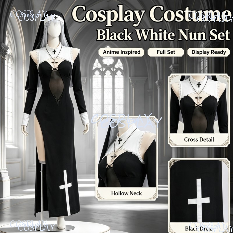 High Slit Uniform Suit For Hal - Anime Cosplay Nun recension och pris